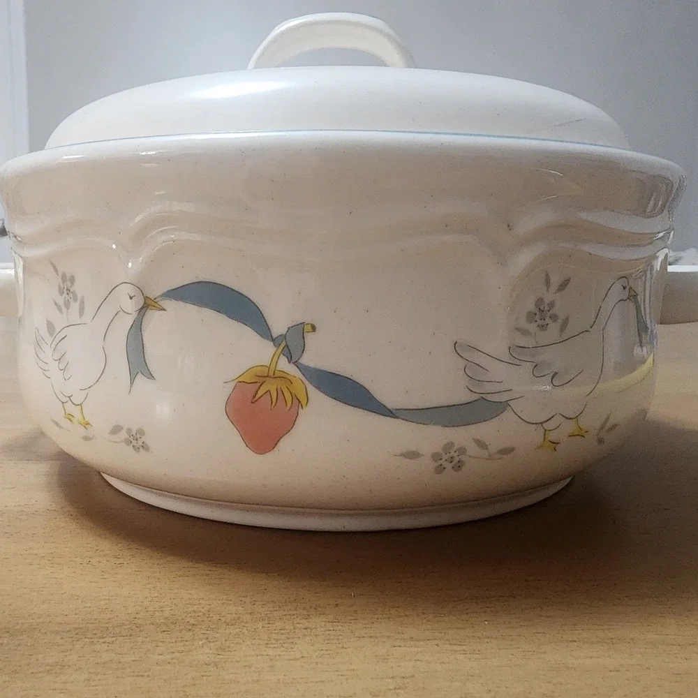 Vintage Marmalade Geese International China  Casserole Dish Country Cottage Core